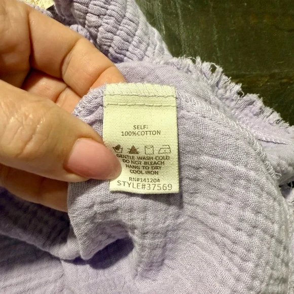 NWT Hem & Thread Anthropologie Lavender Cotton Button Up Top Shorts Set Medium - Picture 5 of 6